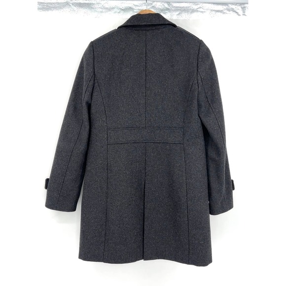 J. Crew Melton Wool Coat Dark Gray Gold Crest Button Military Jacket Size 4 - Picture 4 of 8